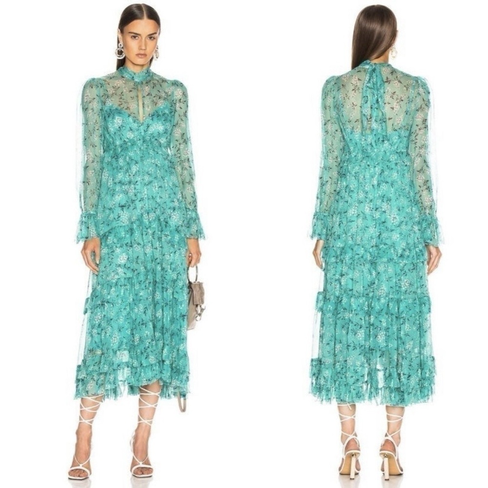 Zimmerman Moncur green silk dress with matching slip. Size m/2/6/8